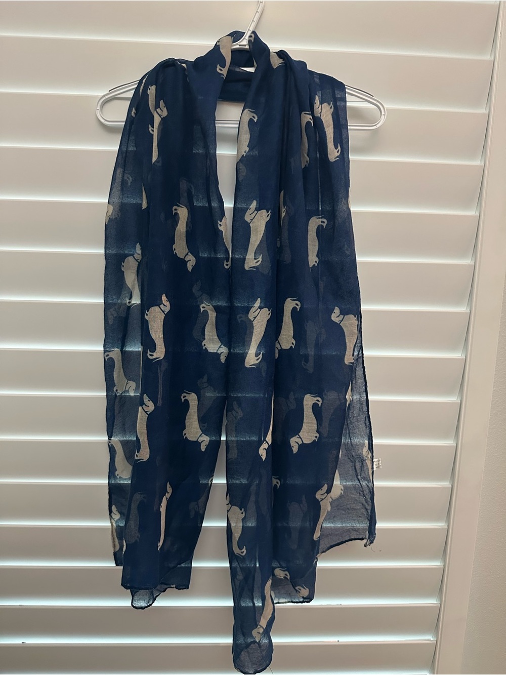 Navy Scarf with Cream Dachshund Print